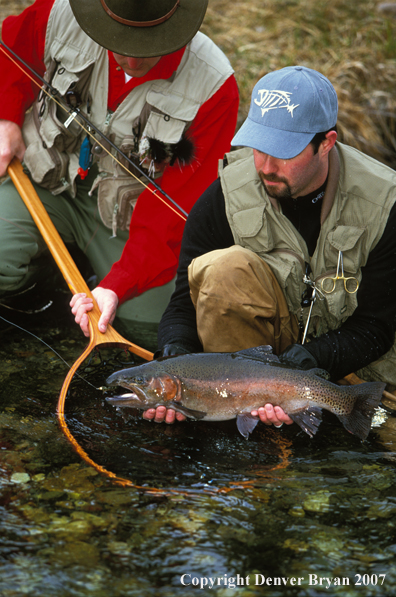 Flyfishermen with Rainbow Trout.