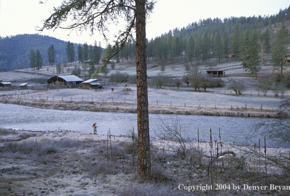 Flyfisherman steelhead fishing.