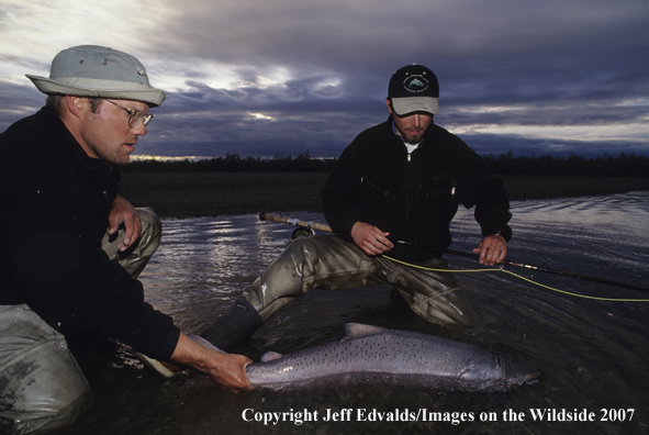 Flyfishermen with a nice King Salmon