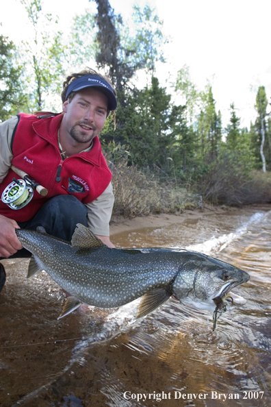 Flyfisherman with Lake Trout