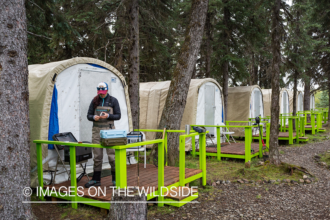 Camille Egdorf at fishing camp in Alaska.