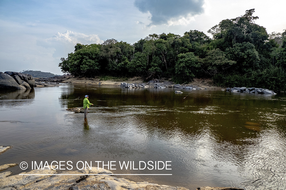 Flyfishermen on Amazon River in Venezuela.