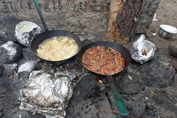 Backcountry campfire dinner.