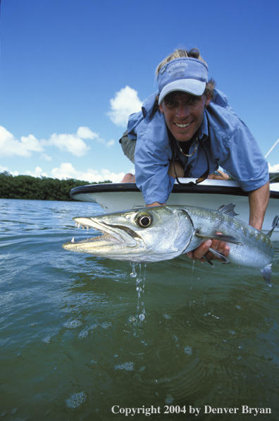 Saltwater flyfisherman with barricuda.