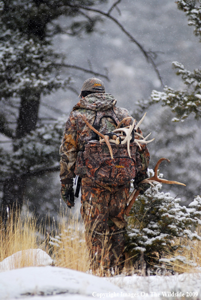 Hunter Collecting Antlers