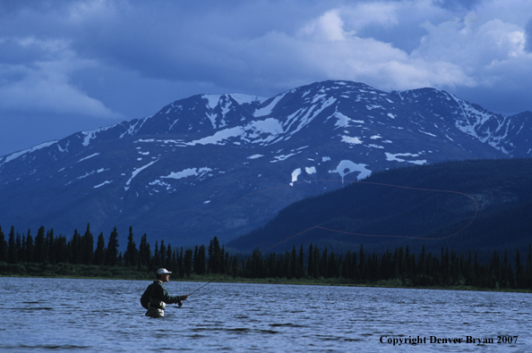 Flyfisherman casting