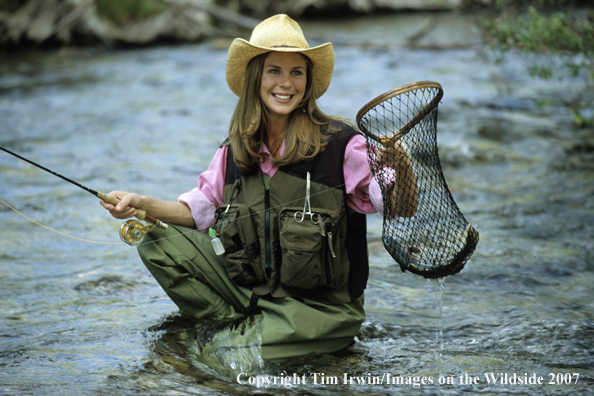 Woman freshwater flyfisher