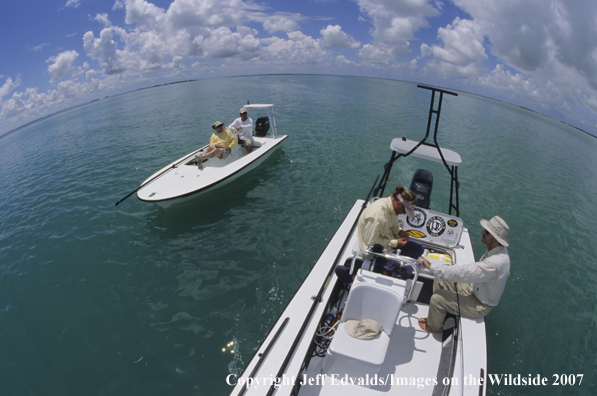 Guides and anglers regroup before heading to another spot to fish