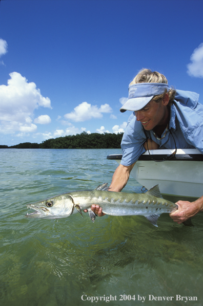 Saltwater flyfisherman with barricuda.