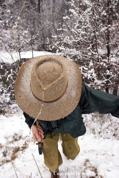 Flyfisherman in the winter