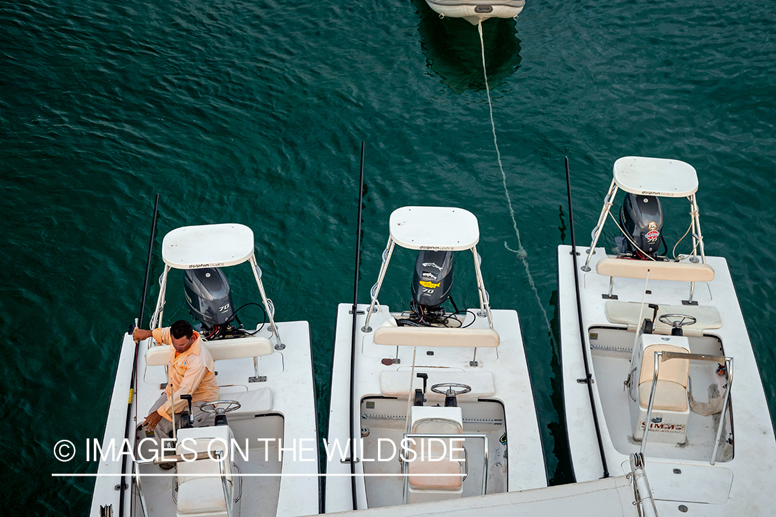 Flats boats hooked up to mothership.