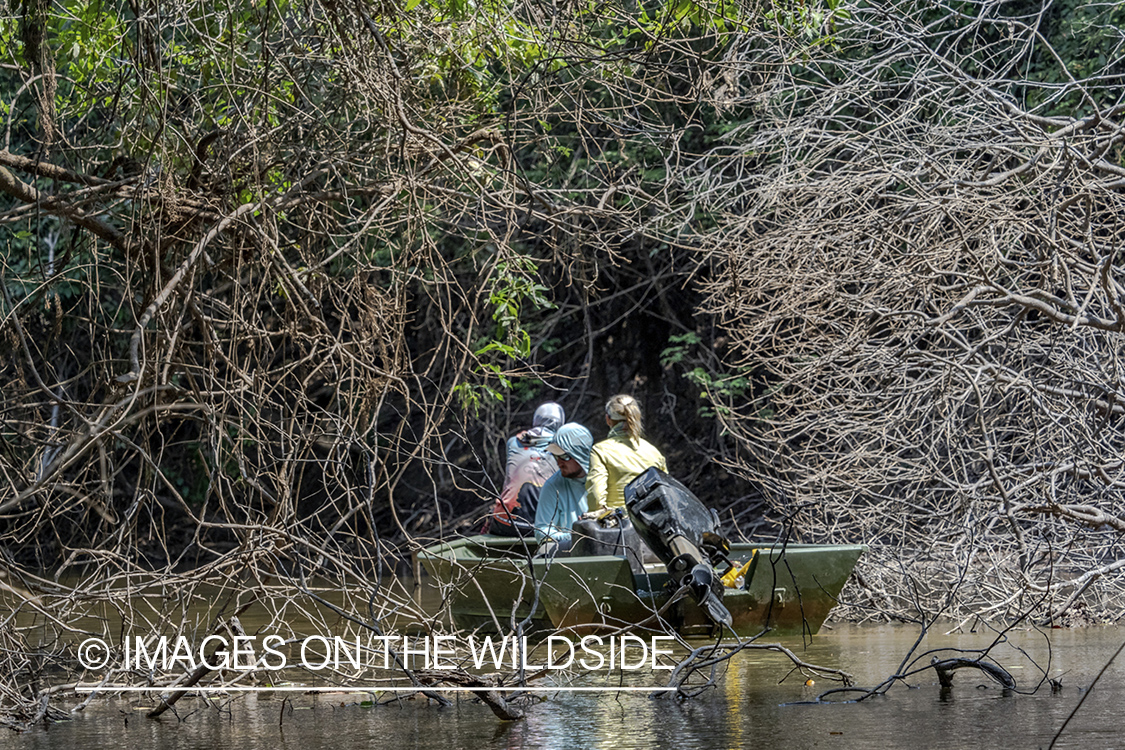 Flyfishermen on Amazon River in Venezuela.