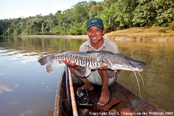 Local Bolivia native with catfish