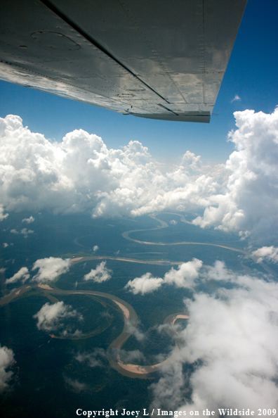 Aerial view of river in Bolivia South America