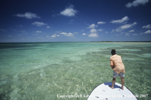 Angler fishing on flat