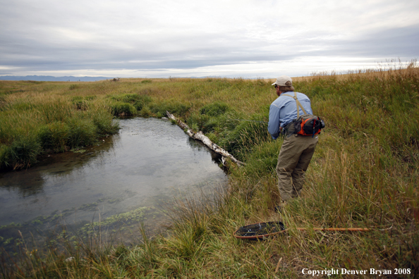 Flyfisherman fishing warm springs