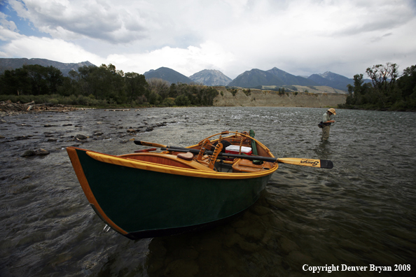 Flyfisherman with Driftboat