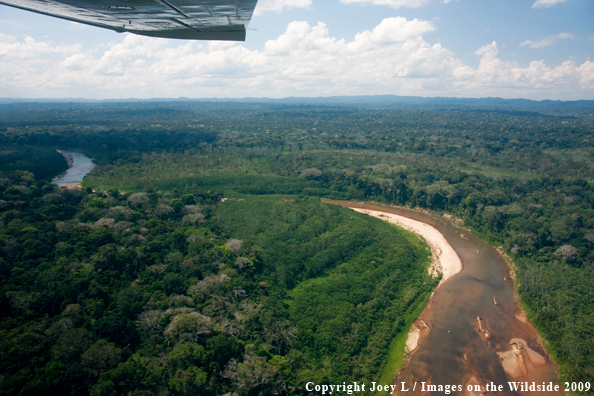 Aerial view of river in Bolivia South America