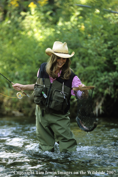 Woman freshwater flyfisher