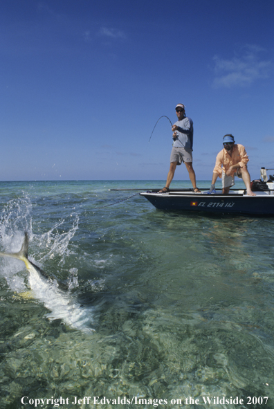 Angler playing Jack Crevalle