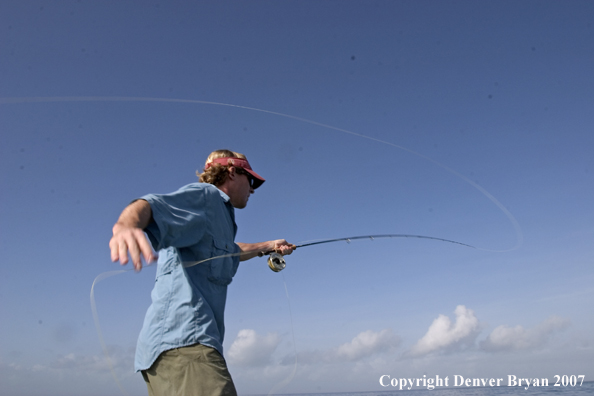 Flyfisherman casting