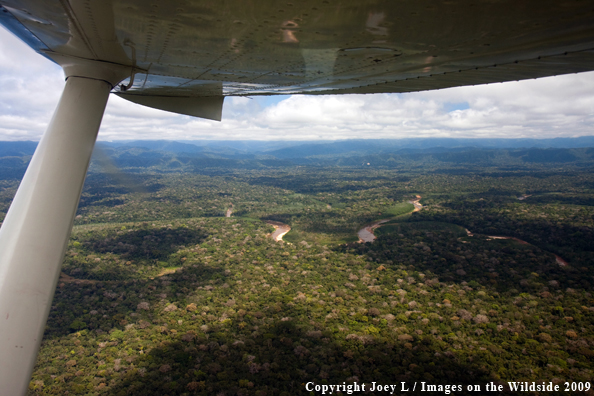 Aerial view of river in Bolivia South America