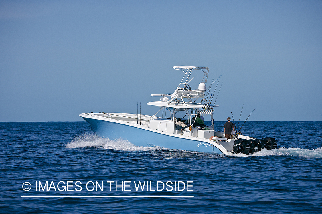 Deep sea fishing boat on the ocean.