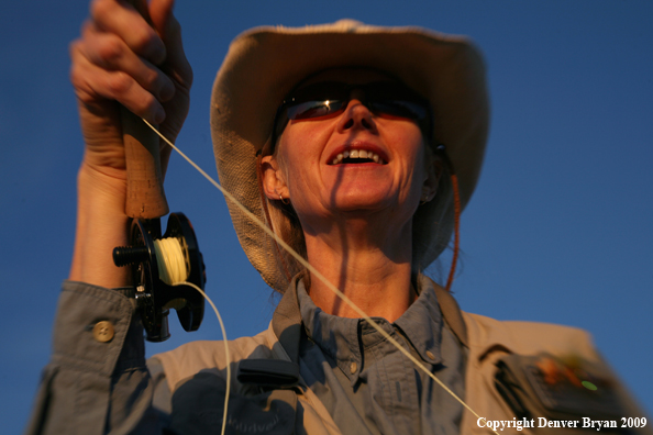 Woman flyfishing