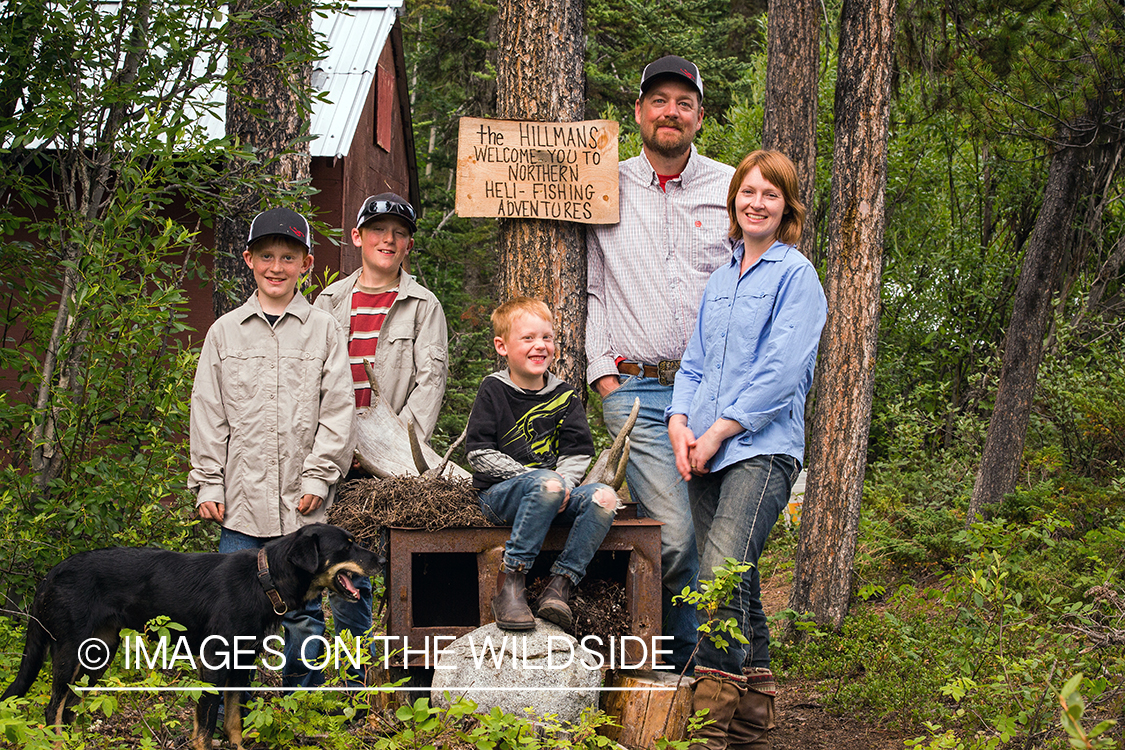 Outfitter family on Nakina River, British Columbia.