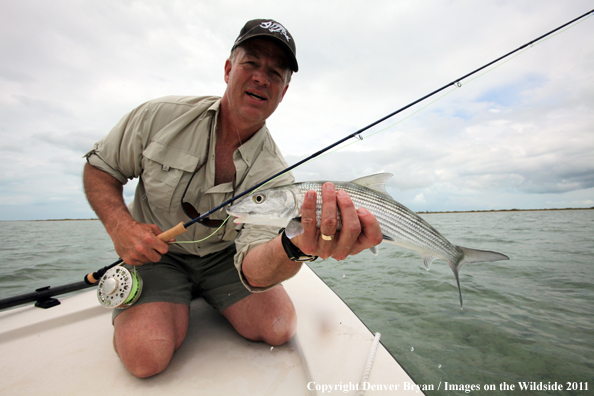 Flyfisherman with bone fish.                                