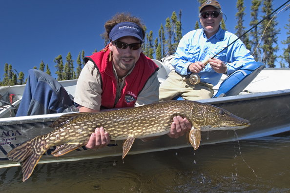 Flyfisherman and guide with northern pike (MR)