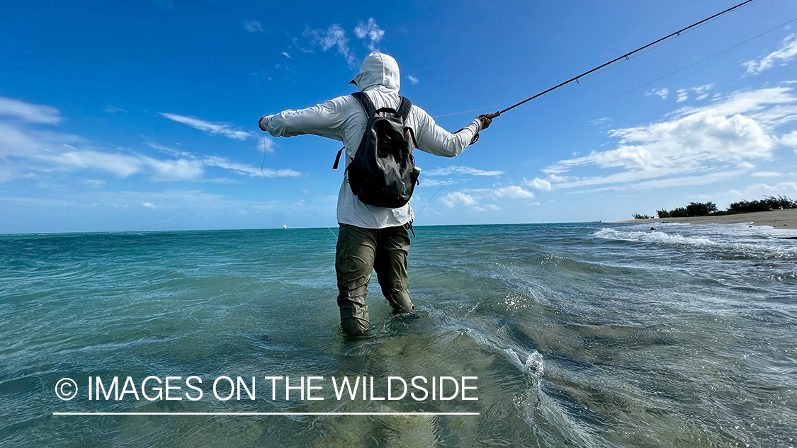 Saltwater flyfisherman fishing in Australia.