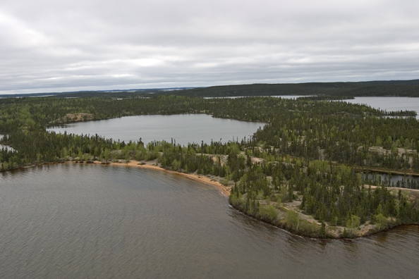 Aerial view of lake.  