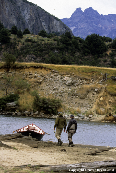 Flyfisherman at boat