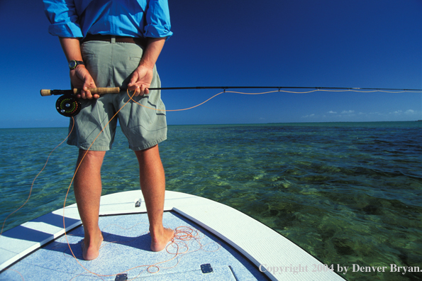 Saltwater flyfisherman looking for fish.