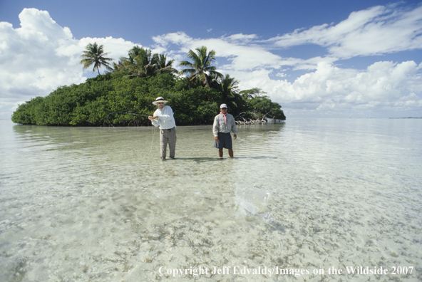 Guide and angler playing a nice bonefish