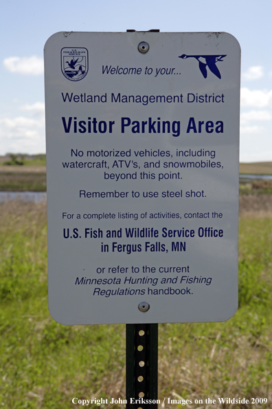 Sign posted on wetlands