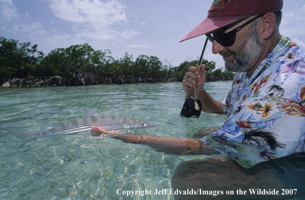 Bonefish and angler