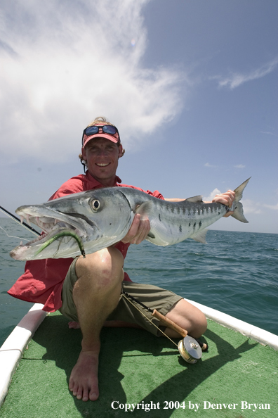 Saltwater flyfisherman w/barracuda