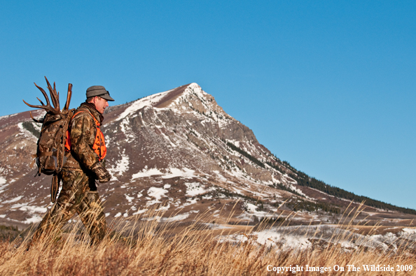 Hunter with deer rack