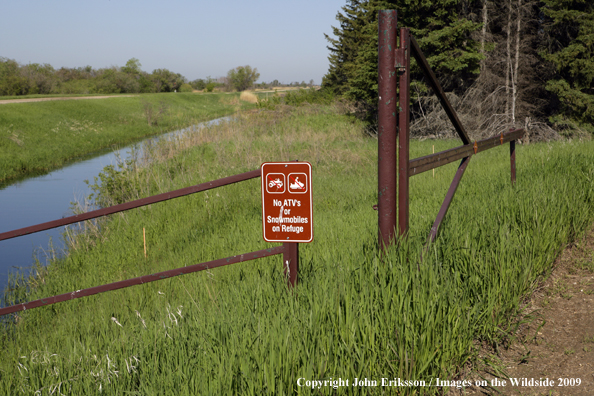 Sign posted on wetlands