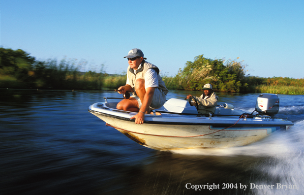 Flyfisherman and guide fishing for tigerfish.