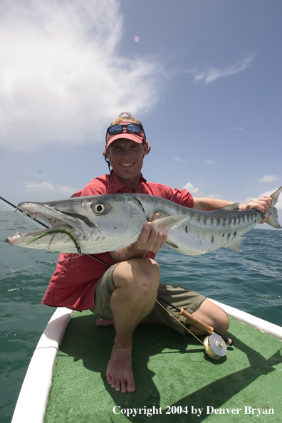 Saltwater flyfisherman w/barracuda