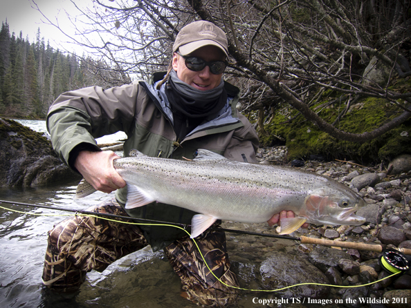 Flyfisherman with Steelhead. 