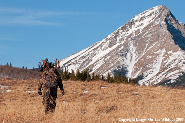 Hunter with deer rack