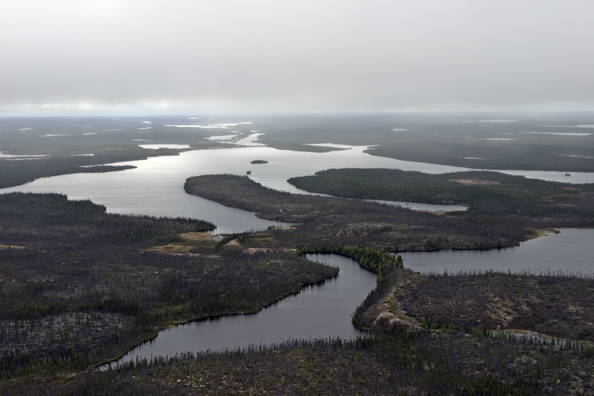 Aerial view of lake.  