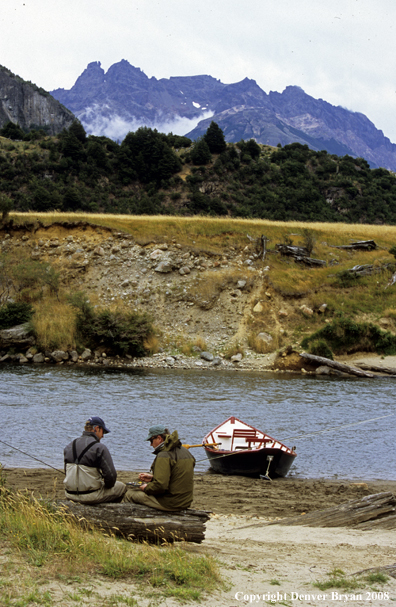 Flyfisherman picking out flies