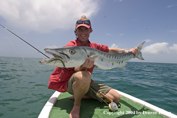 Saltwater flyfisherman w/barracuda