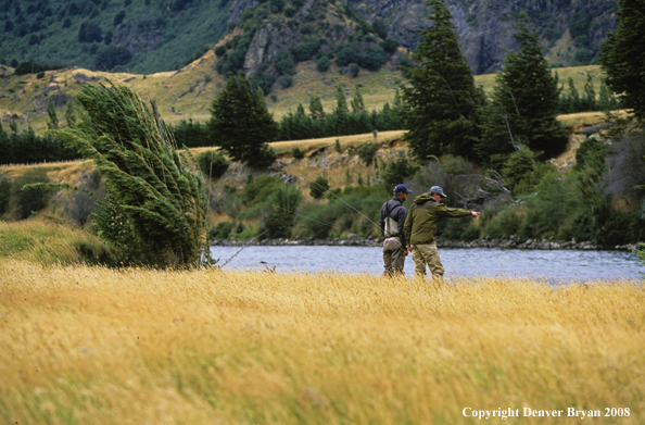 Flyfisherman scouting fishing hole