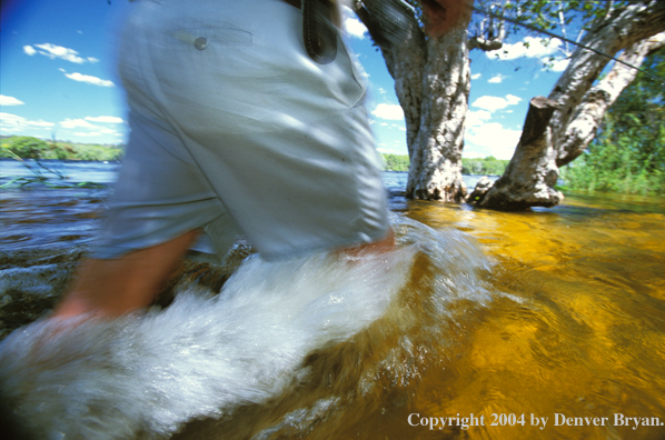 Flyfisherman fishing for tiger fish.